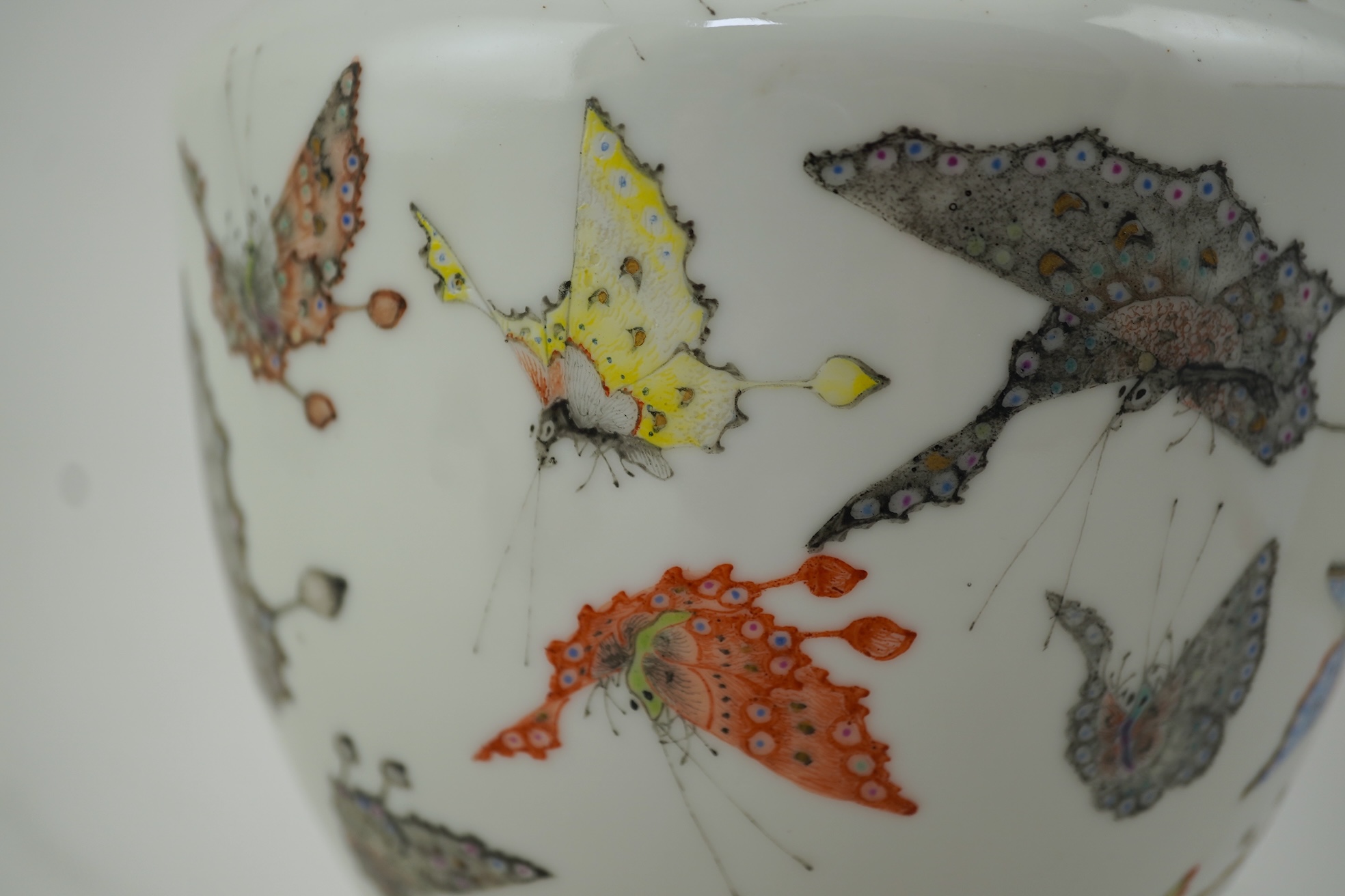 A Chinese enamelled porcelain ‘Hundred Butterfly’ vase, Qianlong mark, Republic period